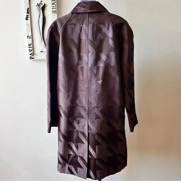 Vintage 90s Cynthia Rowley Brown Houndstooth Two Piece Dress Coat Suit Size 12 L - Picture 11 of 16